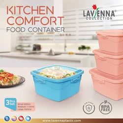 Lavenna Kitchen Comfort square3 pcs set(600ml,1100ml,1600ml)
