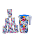 Flora water plastic set(1 jug 6 glass)