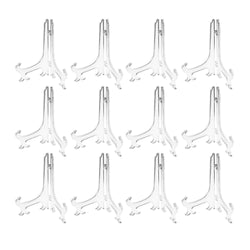 Clear Plastic Easels or Stand/Plate Holders to Display Pictures, Place cards, or Other Items at Weddings, Home Decoration, Birthdays, Tables (12 Pack) - Hommold