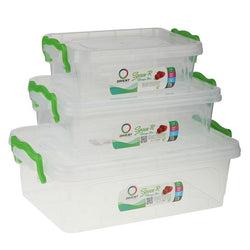 Morrison's Food Storage Space Saving Containers Boxes With Lock Clips - Set of 3 - Hommold