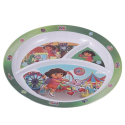 White and Green Melamine Serving Tray for Kids