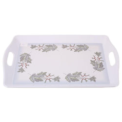 Adorable Flowers Printed White Plastic Tray