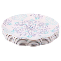 Set of 6 - Aquaflore Melamine Deep Dinner Plates - Hommold