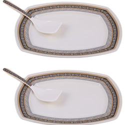 Set of 2 - Victory Melamine Large Serving Dish & Serving Spoon - Hommold
