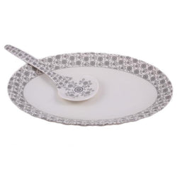 Set of 2 - Raffles Melamine Large Serving Dish & Serving Spoon - Hommold