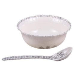Set of 2 - Raffles Melamine Large Serving Bowl & Serving Spoon - Hommold