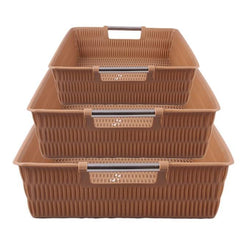 Pack of 3 - Multipurpose Basket with Handle - Brown - Hommold