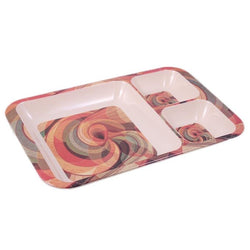 Rectangle Shape Melamine Plastic Tray with 3 Partitions