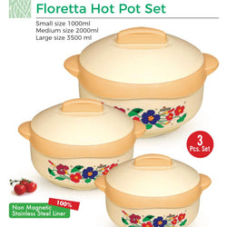 Homecare Floretta Hotpot 3pcs with Plastic Lid - Hommold