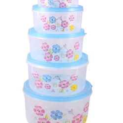 Clear Plastic Food Storage Containers 5 Pieces Set - Blue - Hommold