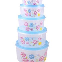 Clear Plastic Food Storage Containers 5 Pieces Set - Blue - Hommold