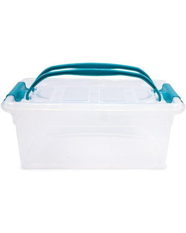 hommold-Clear Plastic Storage Container Teal Clip 7 litres