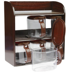 Mr. Wood 2-Tier Spice Rack With 6 Spice Jars - Hommold