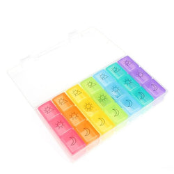 Multi-Colour 21 Compartment Pills Organizer Medicine Storage Box - Hommold