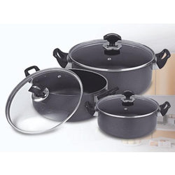 Non-Stick Cookware Set with Glass Lids - 3 Pieces - Hommold