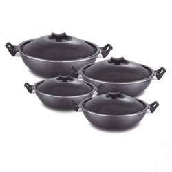 Non-Stick Karahi with Lid - Black - Hommold