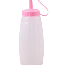 Pack of Two - 300 ml Clear Squeeze Ketchup, Condiment & Sauce Bottles Dispenser - Pink & Green Caps - Hommold