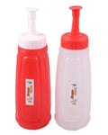 Pack of Two - 350 ml Red & Clear Plastic Squeeze bottles Set (2 Pk) - Hommold
