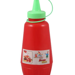 Pack of Two - 375 ml Red Squeeze Ketchup, Condiment & Sauce Bottles Dispenser - Green Caps - Hommold