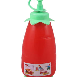 Pack of Two - 625 ml Red Squeeze Ketchup, Condiment & Sauce Bottles Dispenser - Green & Yellow Caps - Hommold