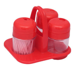 Polostar Salt & Pepper Shakers Toothpick Holder With Stand - 4 Pcs Set - Hommold