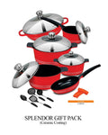 Set Of 17 - Splendor Cookware Gift Pack With Dome Shaped Lids - Hommold