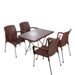 4 Patio Garden Chairs & 1 Heavy-Duty Folding Table Set - Hommold