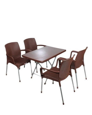 
  
	
    
	
    4 Patio Garden Chairs & 1 Heavy-Duty Folding Table Set