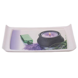 White Plastic Tray with Beautiful Candle Printed Design