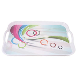 Rainbow Melamine Rectangular Serving Tray With Handles - Hommold