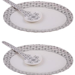 Set of 2 - Raffles Melamine Large Serving Dish & Serving Spoon - Hommold
