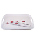 Red Petal Melamine Rectangular Serving Tray With Handles - Hommold