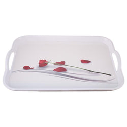 Red Petal Melamine Rectangular Serving Tray With Handles - Hommold
