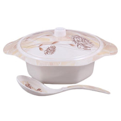 Set of 2 - Fuoco Melamine Large Serving Bowl With Lid & Serving Spoon - Hommold