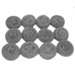 Pack of 12 - Sponges Scrubbers Steel Wire - Silver - Hommold