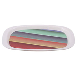 White Plastic Tray with Multicolor Printed Design