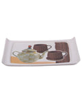 White Plastic Tray with Beautiful Teapots Printed Design