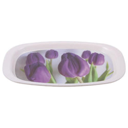 White Tray with Blue Flower Printed Design