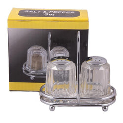 Acrylic Salt and Pepper Shaker 2 Pcs Set with Stainless Steel Stand - Hommold