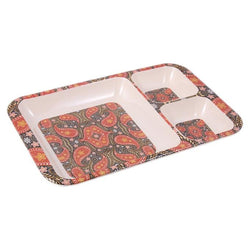 Rectangle Shaped Red and White Plastic Melamine Tray