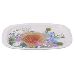 White Plastic Tray with Beautiful Flower Print