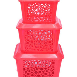 Delux Multipurpose Vanity Basket With Lid - Set of 3 - Hommold