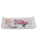 White Plastic Tray with Beautiful Pink Flowers Printed Design