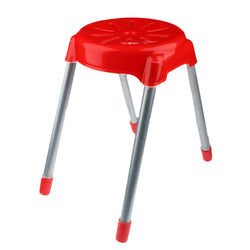Household Kitchen Bathroom Stool 4 Legged With Stainless Steel Legs 17 Inches Tall - Hommold