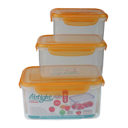 Hommold Maximum Airtight Storage Crispers Containers With 4 Sided Rubber Sealed Locks - Set of 3 - Hommold