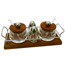 Pack Of 4 - Acrylic Sugar Pot With 02 Salt and Pepper Shakers - Hommold